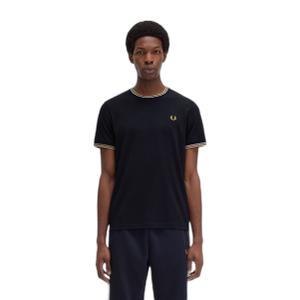 fpm1588-w53-t-shirt-a-doppio-bordo-fred-perry-bleu-marine-ecru-nid-d-abeille