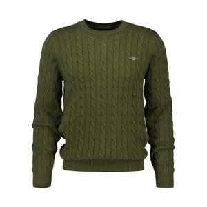 8050601-303-maglione-a-collo-rotondo-in-cotone-intrecciato-gant-verde-muschio